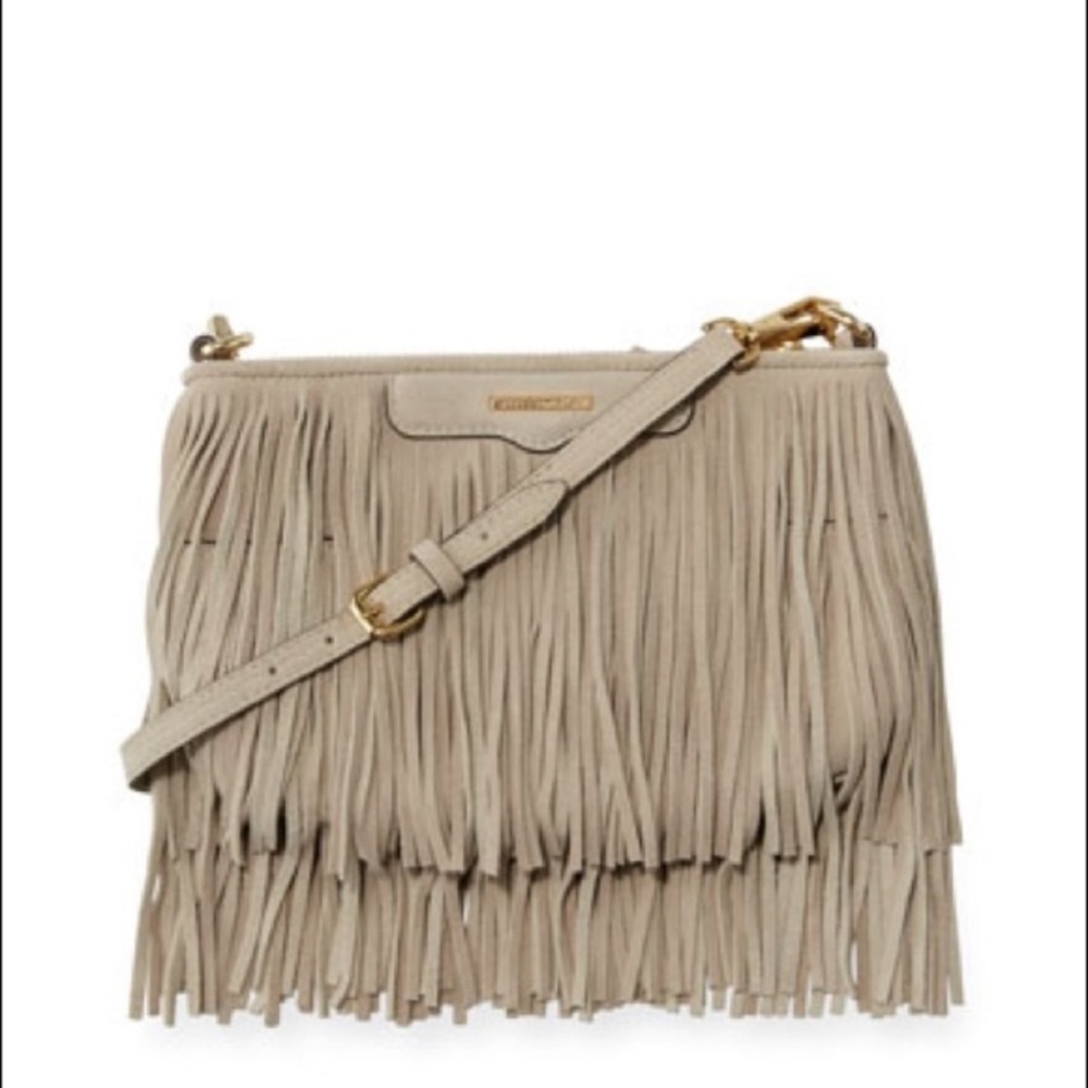 Rebecca Minkoff Finn Fringe Suede Crossbody Bag, Khaki